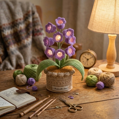 LED Glowing Lily of the Valley - Handmade Knit Flower Decor Light for Home