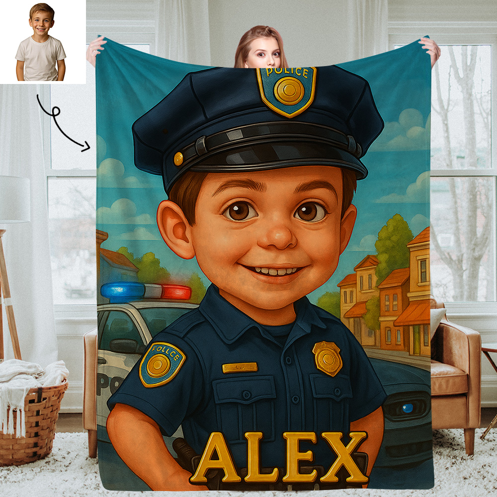 Custom Cartoon Portrait Picture Kids Blanket Soft Personalised Throw for Bedroom or Nap Time Gift for Kids
