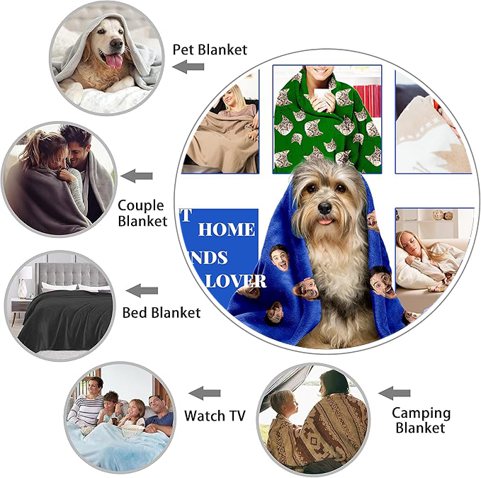 Custom Blanket with Picture Text Customized Blanket Throws Personalised Blanket Valentine's Day Gifts for Couple