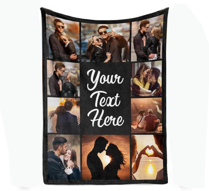 Custom Blanket with Picture Text Customized Blanket Throws Personalised Blanket Valentine's Day Gifts for Couple