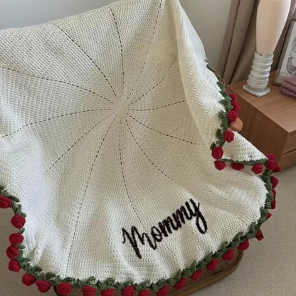 Handmade Finished Crochet Flower Blanket Bouquet Rose Knitted Bouquet Ready Made Throw Christmas Gift