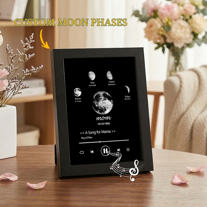 Photo Frame with Music Custom Whole Song Frame Personalised Moon Phases Music Player Mother's Gift for Mom
