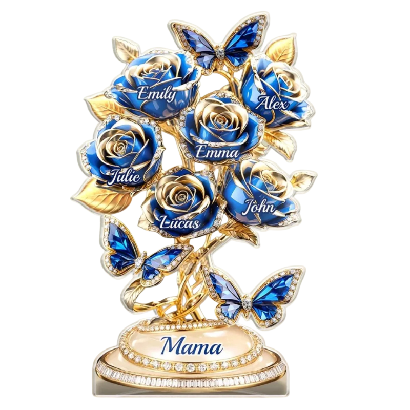 Custom Acrylic Plaque Personalised Kids Names Rose Bouquet Decorations