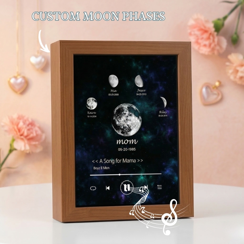 Photo Frame with Music Custom Whole Song Frame Personalised Moon Phases Music Player Mother's Gift for Mom
