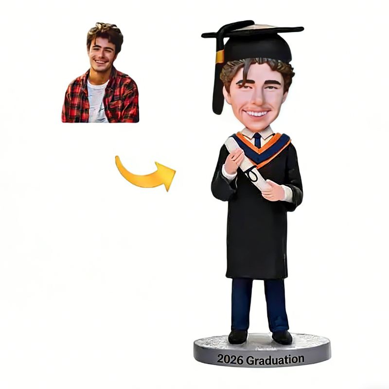 Custom Graduation Man Bobblehead with Personalised Engraving
