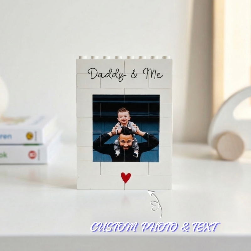 Personalised Brick Photo Block Custom Photo Building Block DIY Brick Love You Daddy Gift for Dad