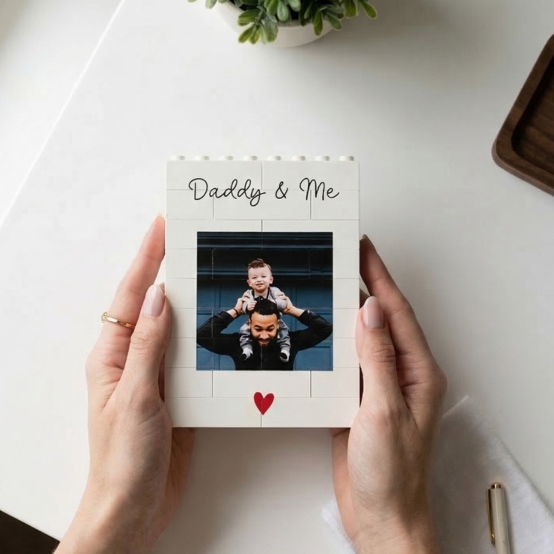 Personalised Brick Photo Block Custom Photo Building Block DIY Brick Love You Daddy Gift for Dad