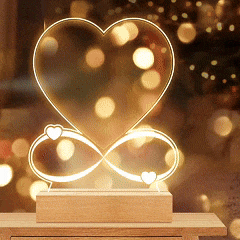 Personalised Heart Shaped LED Photo Lamp Infinity Love Night Light with Names Romantic Gift for Couples