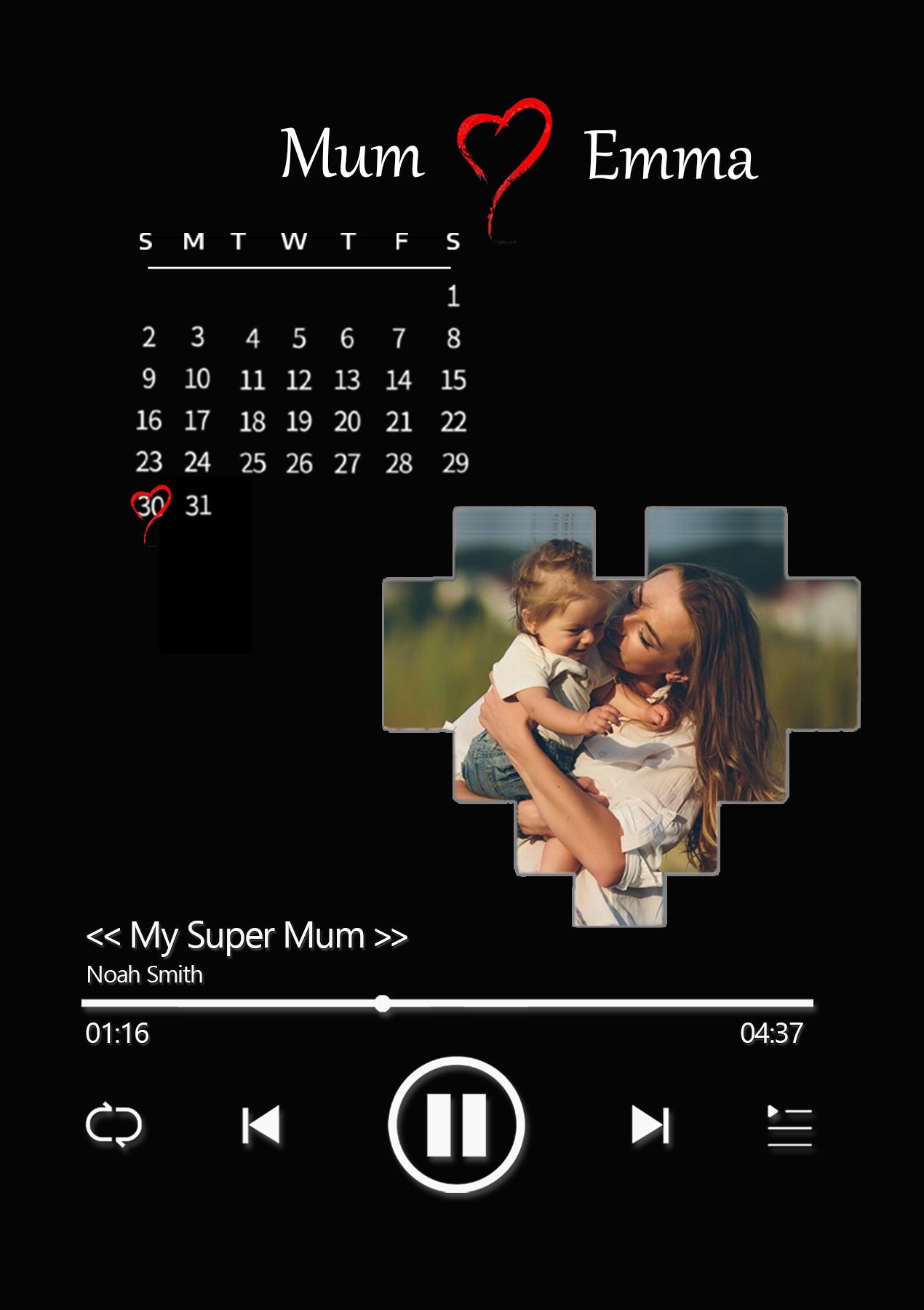 Personalised Photo Frame with Custom Whole Song Picture Frame Music Pl