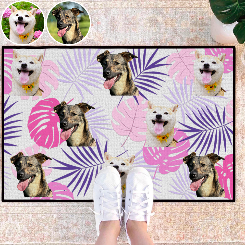 Personalised Welcome Mat for Dog Lovers Custom Pet Doormat with Photo Front Door Mat