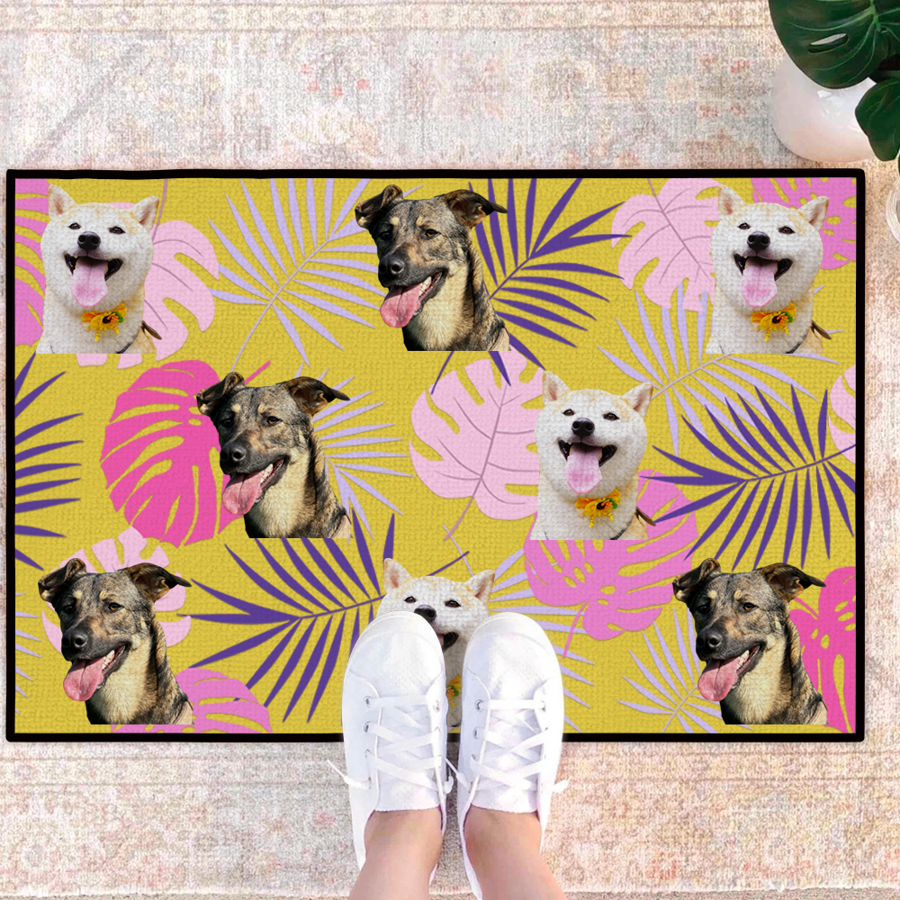 Personalised Welcome Mat for Dog Lovers Custom Pet Doormat with Photo Front Door Mat