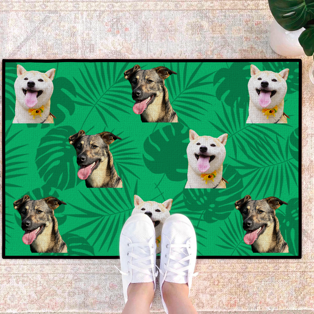 Personalised Welcome Mat for Dog Lovers Custom Pet Doormat with Photo Front Door Mat
