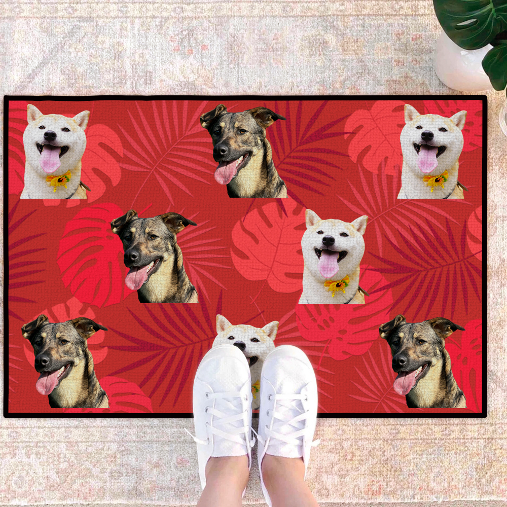 Personalised Welcome Mat for Dog Lovers Custom Pet Doormat with Photo Front Door Mat