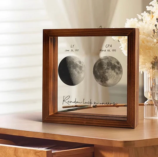 Custom Birth Moon Phases LED Light Frame Personalised Moon Night Light