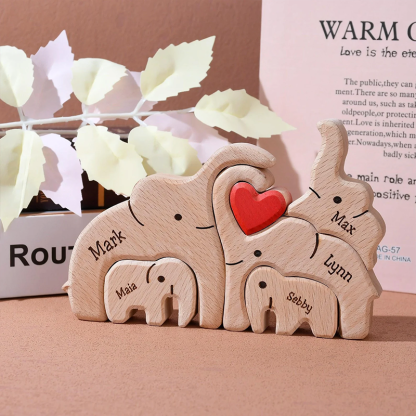 Personalised Wooden Bear Family Name Puzzle Engraved Wooden Custome Animal Family Gift for Parents & Kids