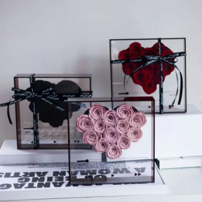 Preserved Flower Love's CD Transparent Acrylic Rose Flower Box Romantic Anniversary Gift For Girlfriend