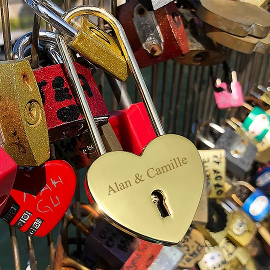 Custom Love Lock Personalised Padlock with Key Luggage Elegant Couples Wishing Lock for Valentines Day Gift