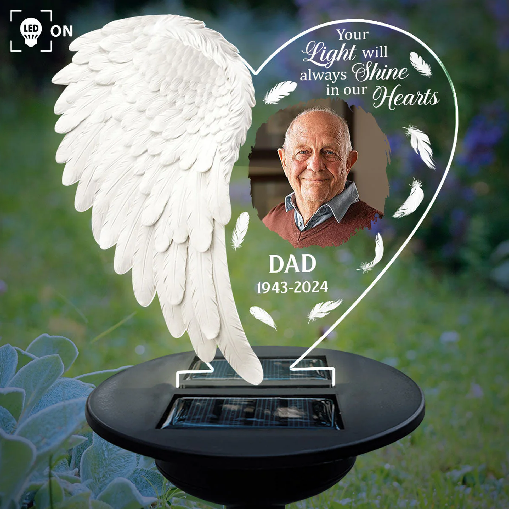 Memorial Solar Light Garden Stake Planted Angel in Heaven Sympathy Garden Gifts Personalised Bereavement Solar Grave Decor Gift