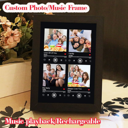 Custom Four Songs Picture Frames with Personalised Photo Frame Music Player (can play four whole song)