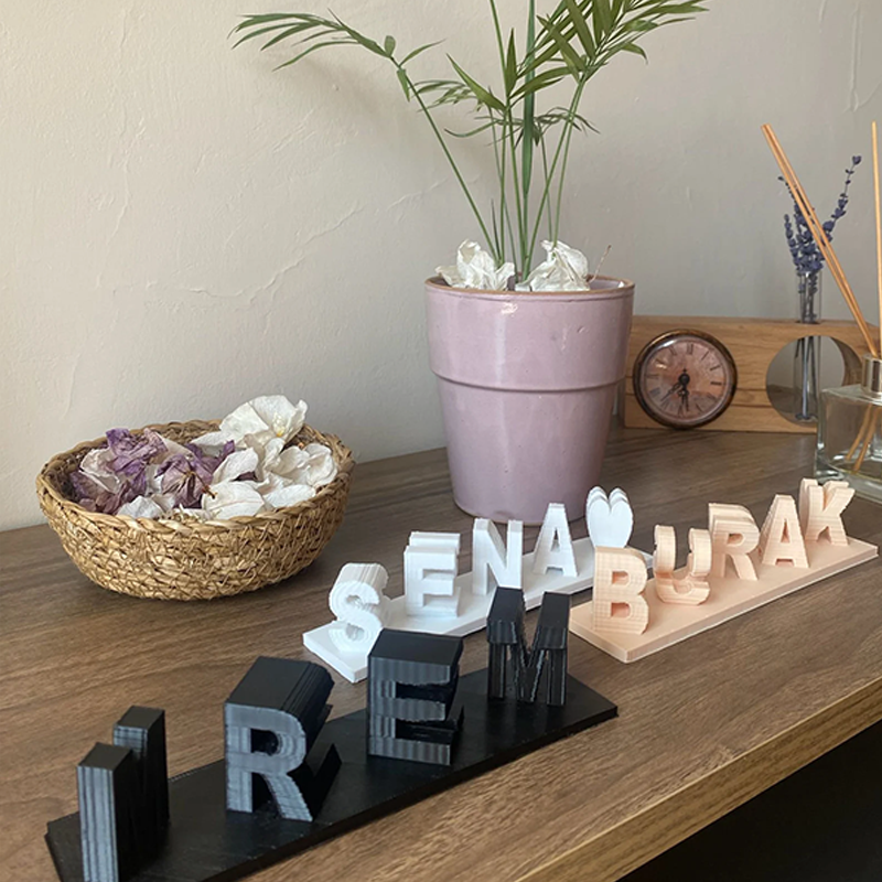 Custom Dual Name Illusion Love 3D Printed Personalised Double Flip Name Plate Double Sided Words Plate Christmas Gifts