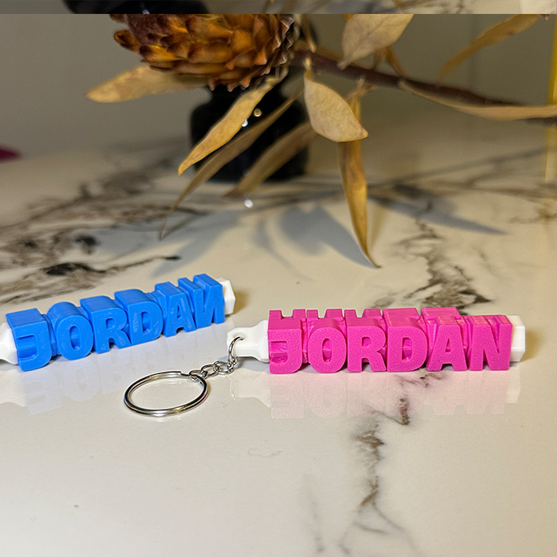 Personalised 3D Printed Name Keychain Custom Text Key Ring  Name Tags for School Bags Unique Gifts for Kids