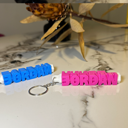 Personalised 3D Printed Name Keychain Custom Text Key Ring  Name Tags for School Bags Unique Gifts for Kids