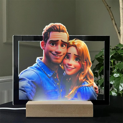 Personalised Cartoon Portrait Photo Pixar Inspired Style 3D Picture LED Night Light Christmas Gifts