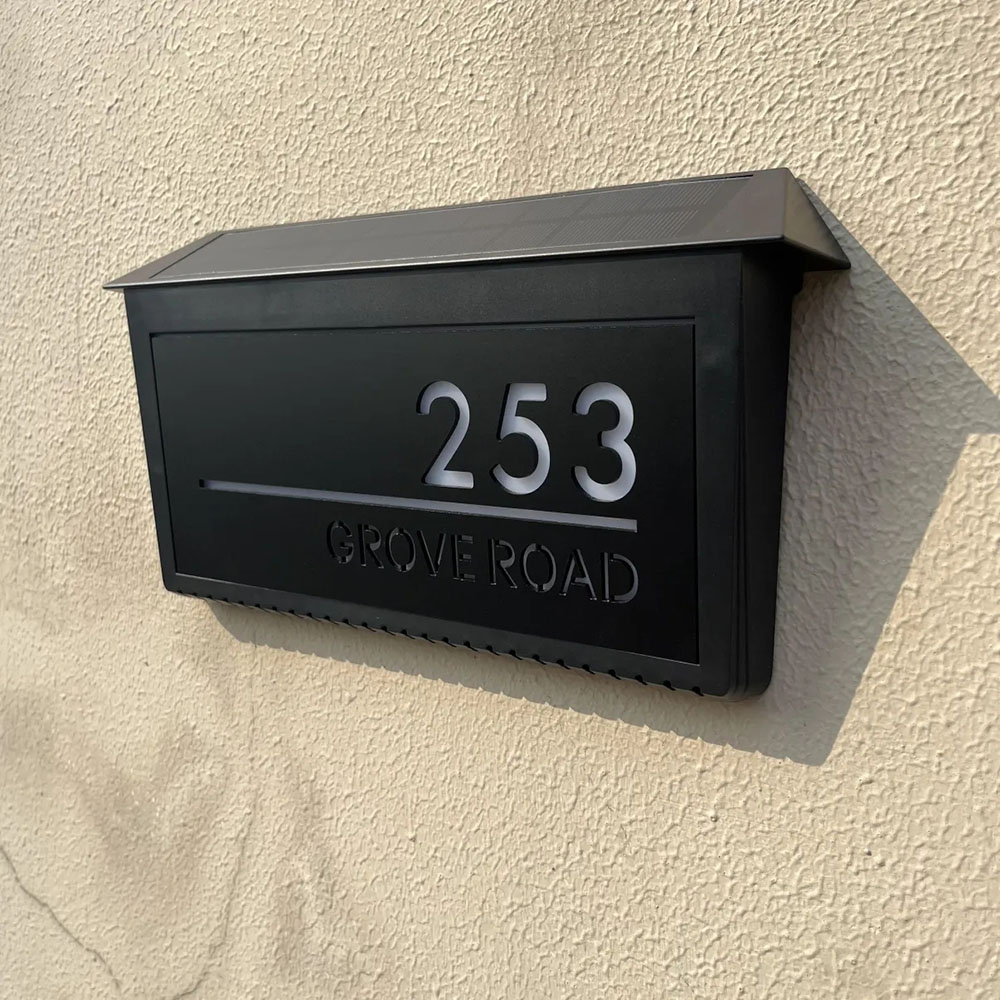 Customized Solar Lighted House Sign Laser Cut Address Plaque with LED Number Waterproof Design