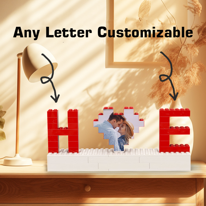Personalised Photo Brick Puzzle Custom Two Letters Building Block Couple Gifts