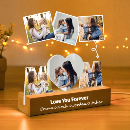 Custom Mom Photo Collage Night Light Personalised Text and Name LED Lamp Mother's Day Gift
