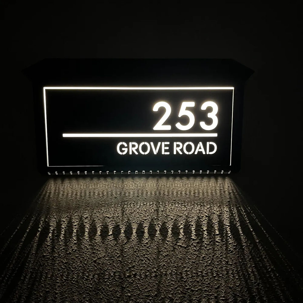Customized Solar Lighted House Sign Laser Cut Address Plaque with LED Number Waterproof Design