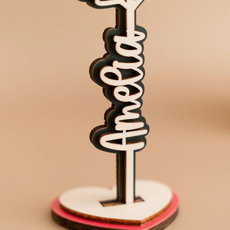 Personalised Wooden Rose Flower Name Stand Laser Cut Plywood Names & Birth Month Flowers Gifts for Mom