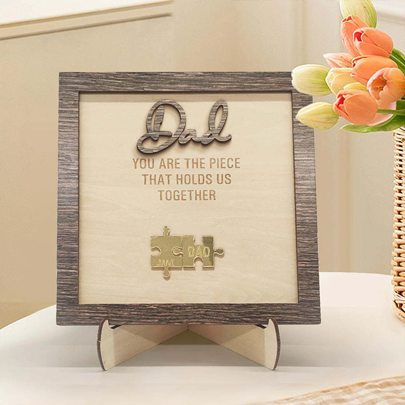 Personalised Name Wooden Puzzle Custom Sign Dad You Are the Piece That Holds Us Together Gifts for Father