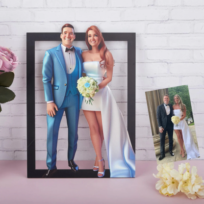 Personalised Photo Pixar Cartoon Portrait 3D Picture and Text Frame Night Light Anniversary Gifts