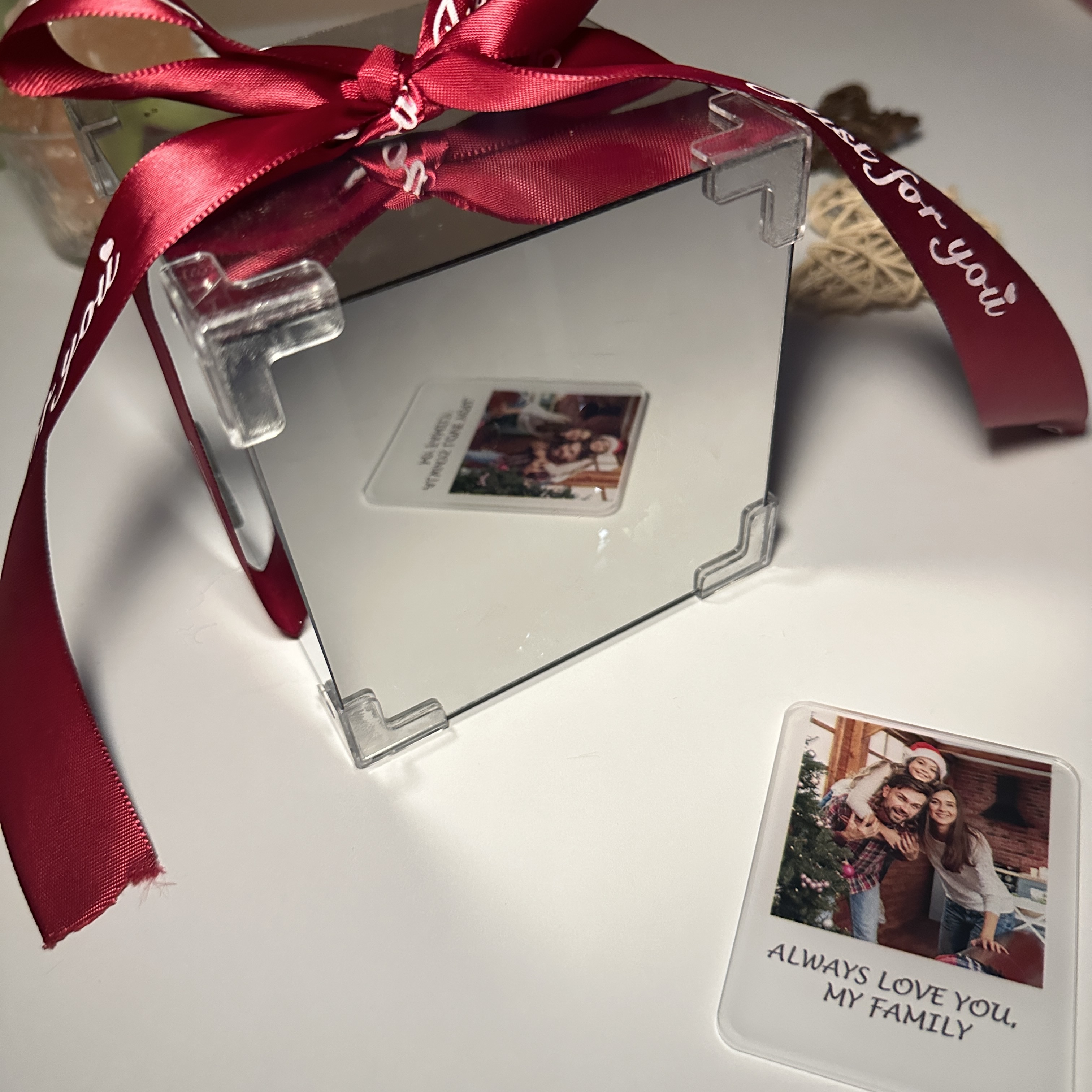 Custom Photo Tulip Flower Mirror LED Night Light Cube Light Box with Your Picture and Text