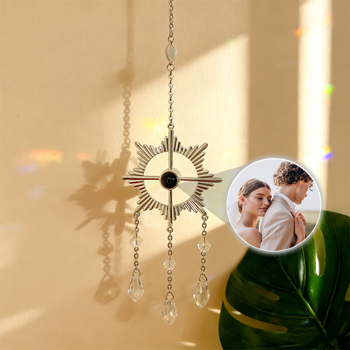 Personalised Sunburst Photo Sun Catcher Custom Projection Ornaments Gift for Christmas