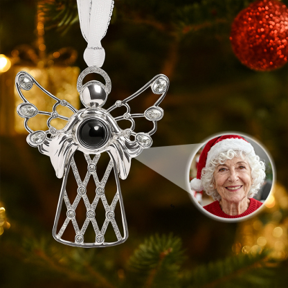 Personalized Angel Embrace Photo Projection Ornaments with Picture Inside MGem Ornament Christmas Memorial Gifts for Family