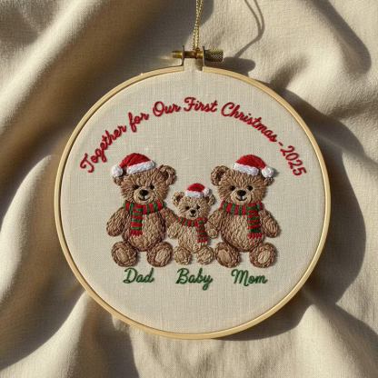 Personalised Family Names Embroidered Ornament Custom Our Family Ornament Christmas Holiday Keepsake First Christmas Embroidery Hoop Art