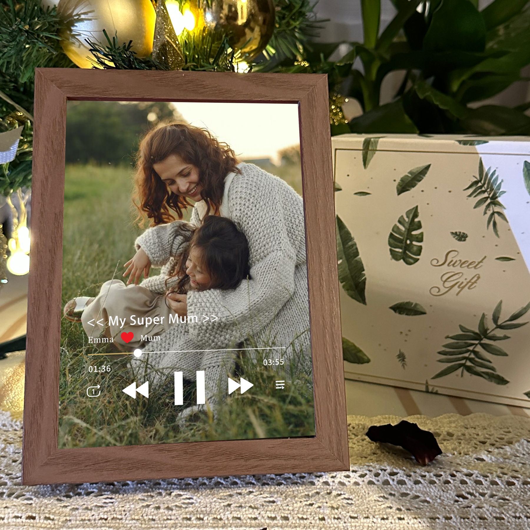 Photo Frame with Music Custom Whole Song Frame Personalised Music Player Mother's Day Gifts (Can Play Whole Song)