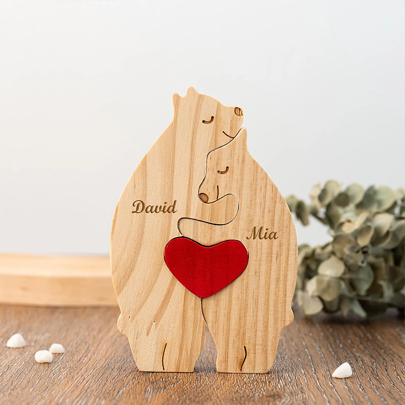 Personalised Wooden Bear Family Name Puzzle Engraved Wooden Custome An