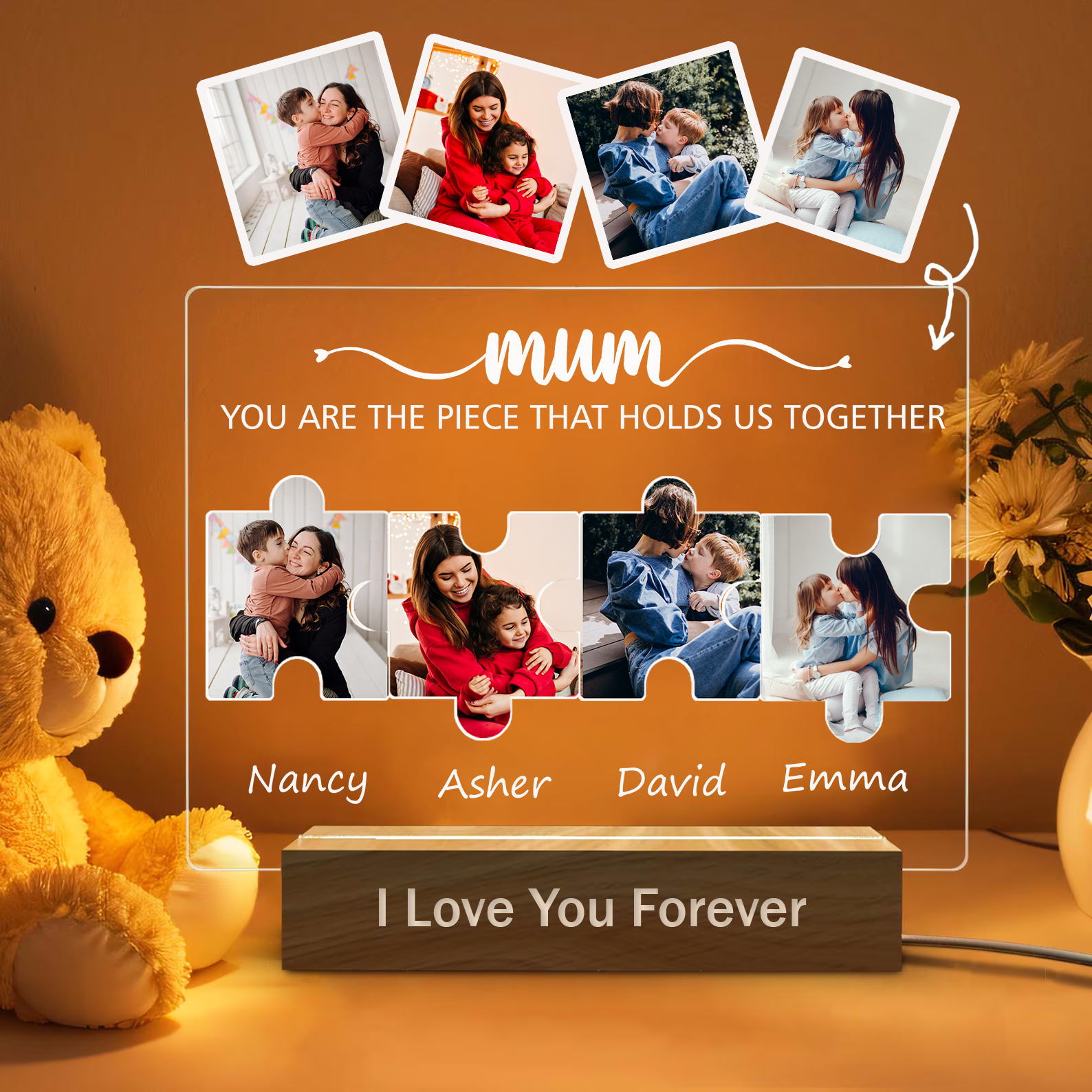 Personalised Collage Photo and Name Night Light Gift for Mother