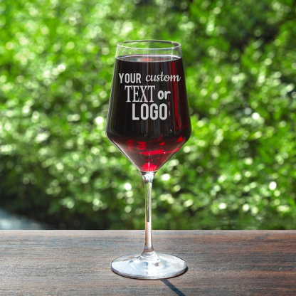 Custom Etched Logo and Message Laser Engraved Wine Glass Personalised Photo and Text Glass Corporate Gift