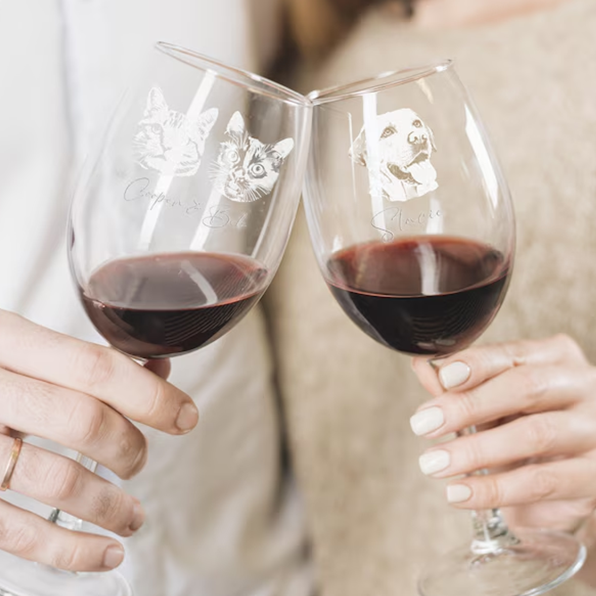 Custom Etched Photo Engraved Wine Glass Personalised Portrait Picture Glass Memorial Gift