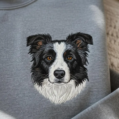 Custom Pet Embroidered Sweatshirt Personalised Dog and Cat Photo Portrait and Name Hoodie Gifts for Dog Mom