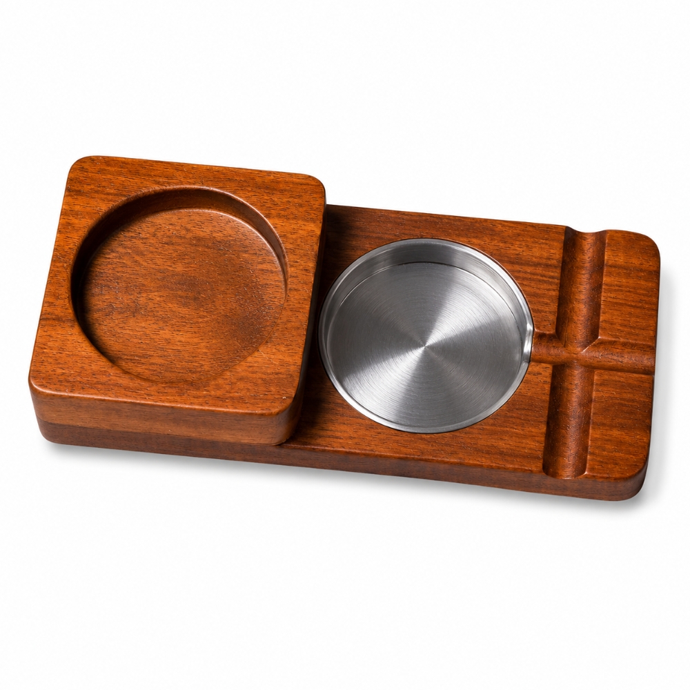 Personalised Cigar Ashtray | 2-in-1 Whiskey Glass Holder Engraved Wood Cigar Ashtray