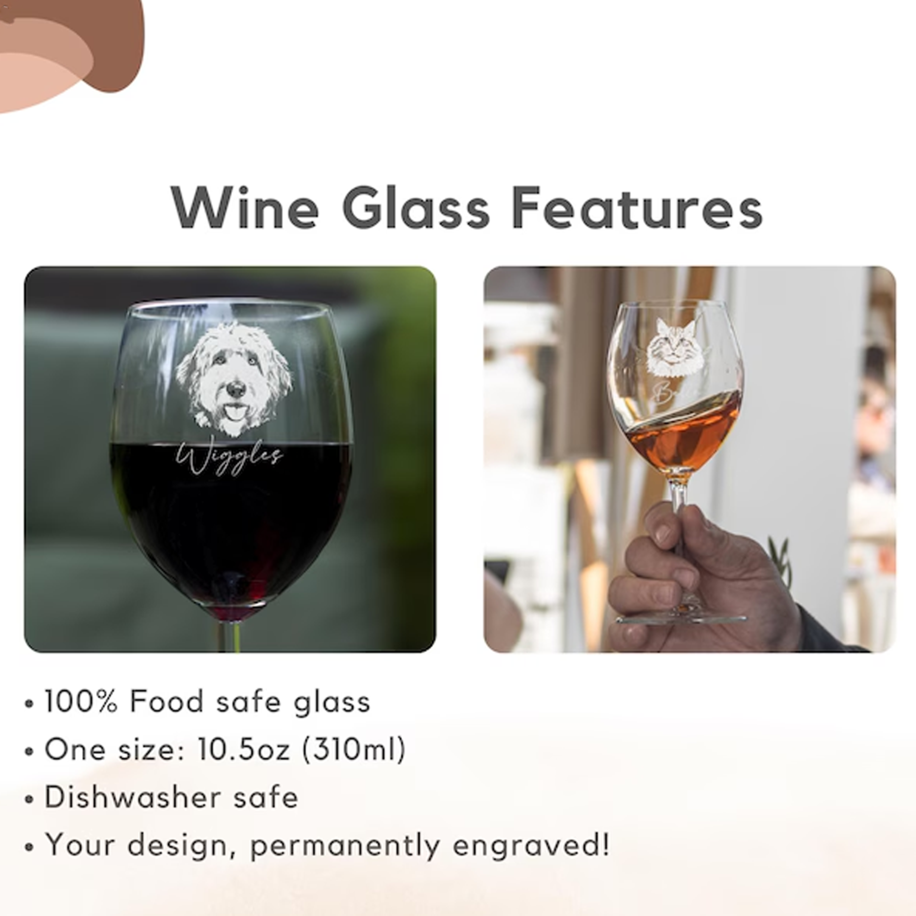 Custom Etched Photo Engraved Wine Glass Personalised Portrait Picture Glass Memorial Gift