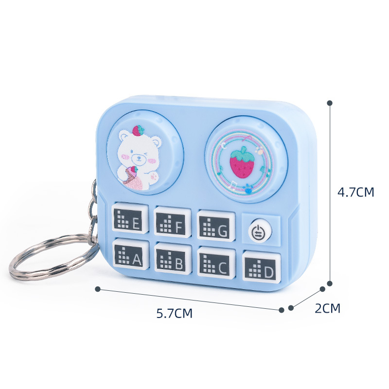 Mini Music Playable DJ Cartoon Creative Lighting Electronic Game Console Keychain Pendant Toy