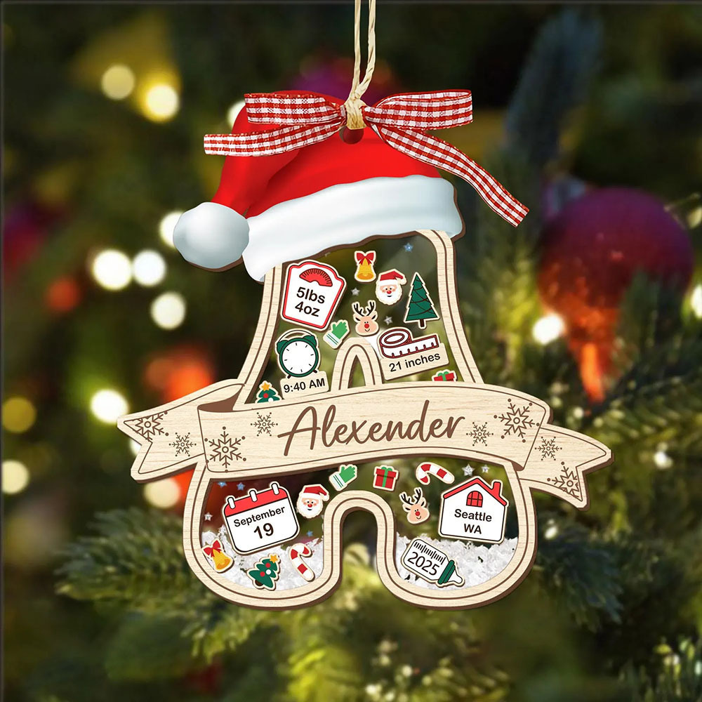 Personalised Initial Baby Name Ornament 4D Shaker Ornament Baby's First Christmas Ornament Baby Shower Gift