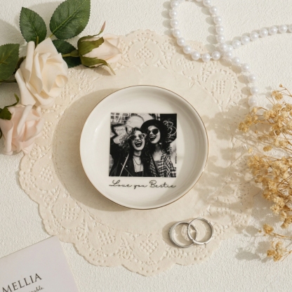 Personalised Ring Dish Custom Photo Jewelry Ring Dish Wedding Gift for Best Friend/Bestie