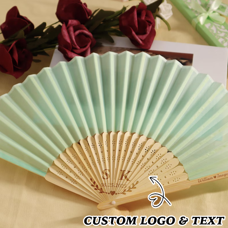 Personalised Folding Fans for Weddings Custom Engraved Hand Fan Bridesmaid Gift Set of 6 Bridal Shower Party Favors